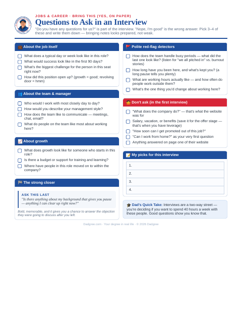 Questions to Ask in an Interview