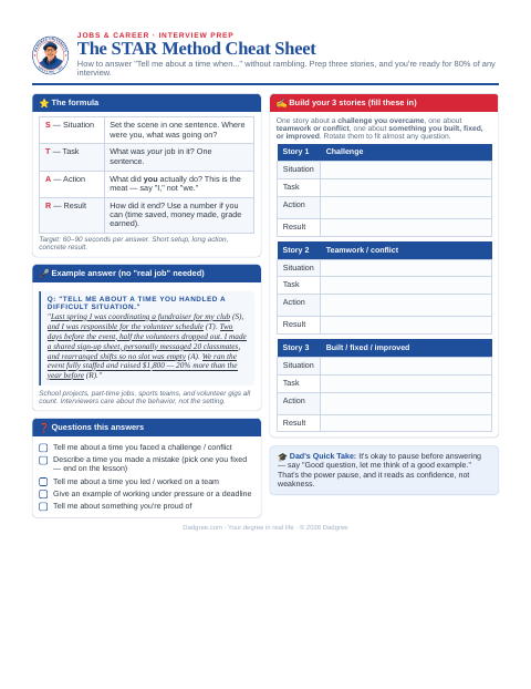 The STAR Method Cheat Sheet